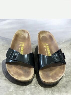 Birkenstock Germany Made Black  Cork Footbed Sandals with Buckle Size 36